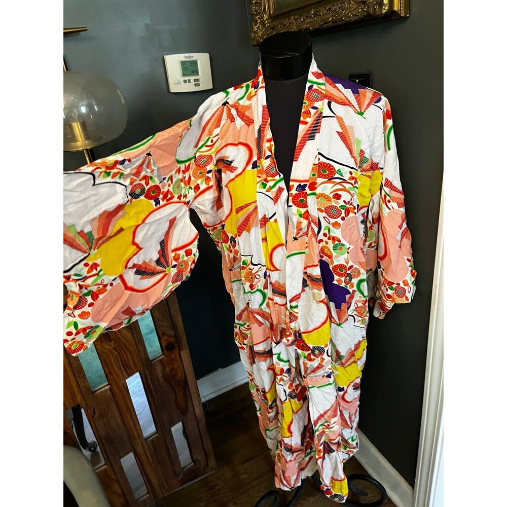 Vintage Authentic Japanese Kimono Robe Duster Womens Festival Jacket FairyCore